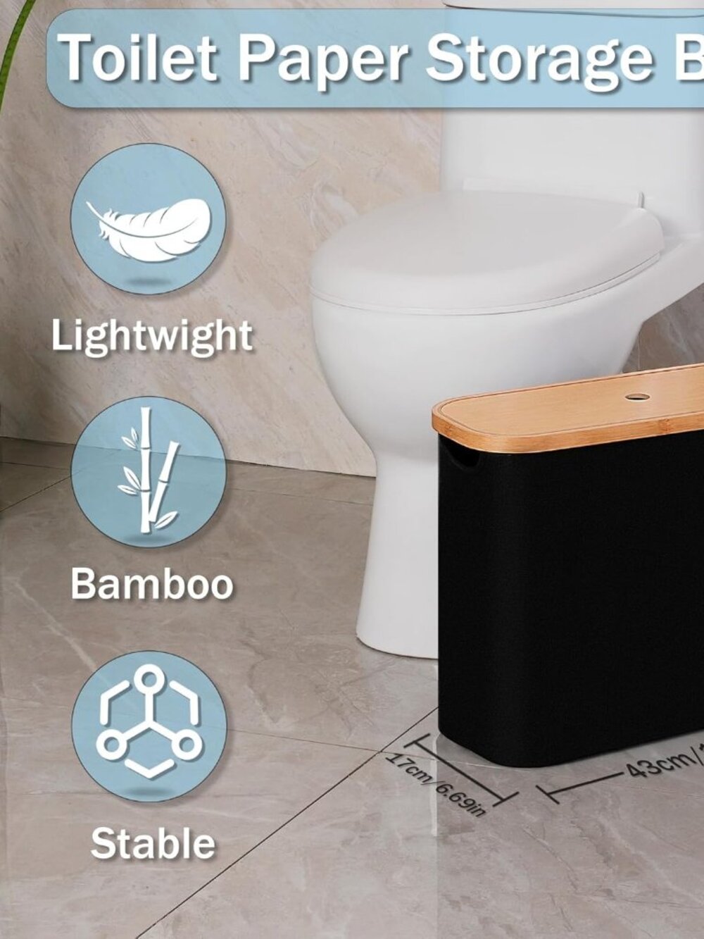 Toilet Paper Storage, Toilet Paper Basket with Lid, Bathroom Storage Organizer